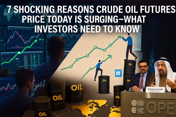 Oil traders monitoring multiple screens with real-time charts and graphs showing crude oil futures price today