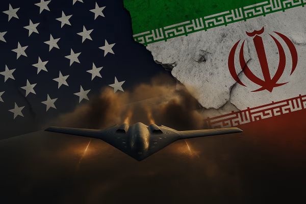 A dramatic depiction of Iran nuclear sites under threat, symbolizing recent US airstrikes and rising global tensions.